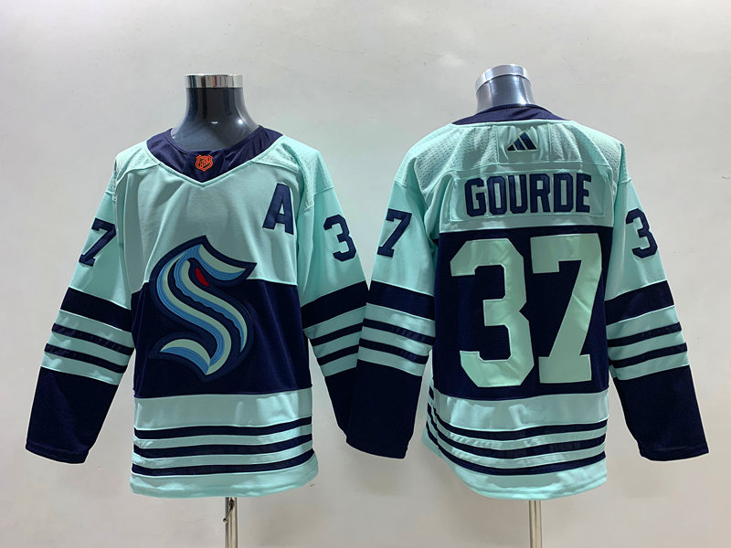 Men's Seattle Kraken Yanni Gourde #37 Teal Reverse Retro 2.0 Authentic Jersey